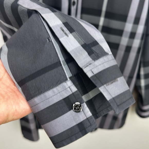 Burberry London Treyforth Charcoal Gray Check Button-Down Shirt Tailored Fit - Picture 8 of 17